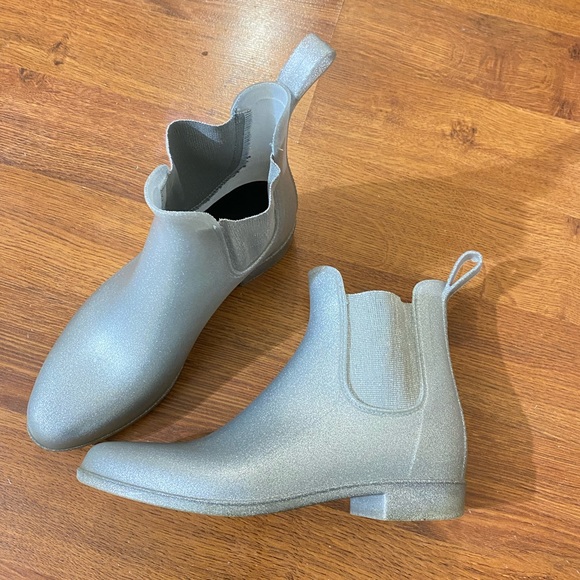 J. Crew Glitter Metallic Chelsea Rain Boots Size 9 - Picture 5 of 8